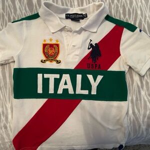 U.S. Polo Assn. Kids White, Green, and Red Italy Polo Shirt